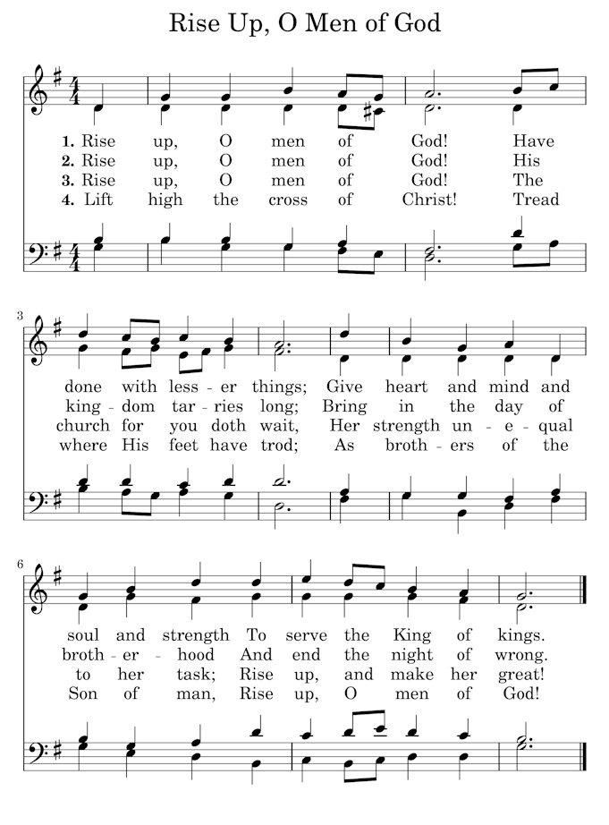 Rise Up, O Men of God - SAB (Missing Tenor)