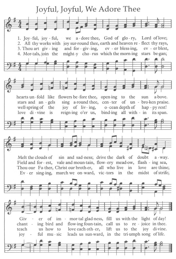 Joyful, Joyful, We Adore Thee - ATB (Missing Soprano)