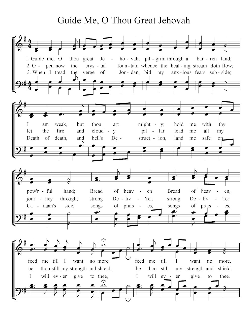 Guide Me, O Thou Great Jehovah - SAB (Missing Tenor)