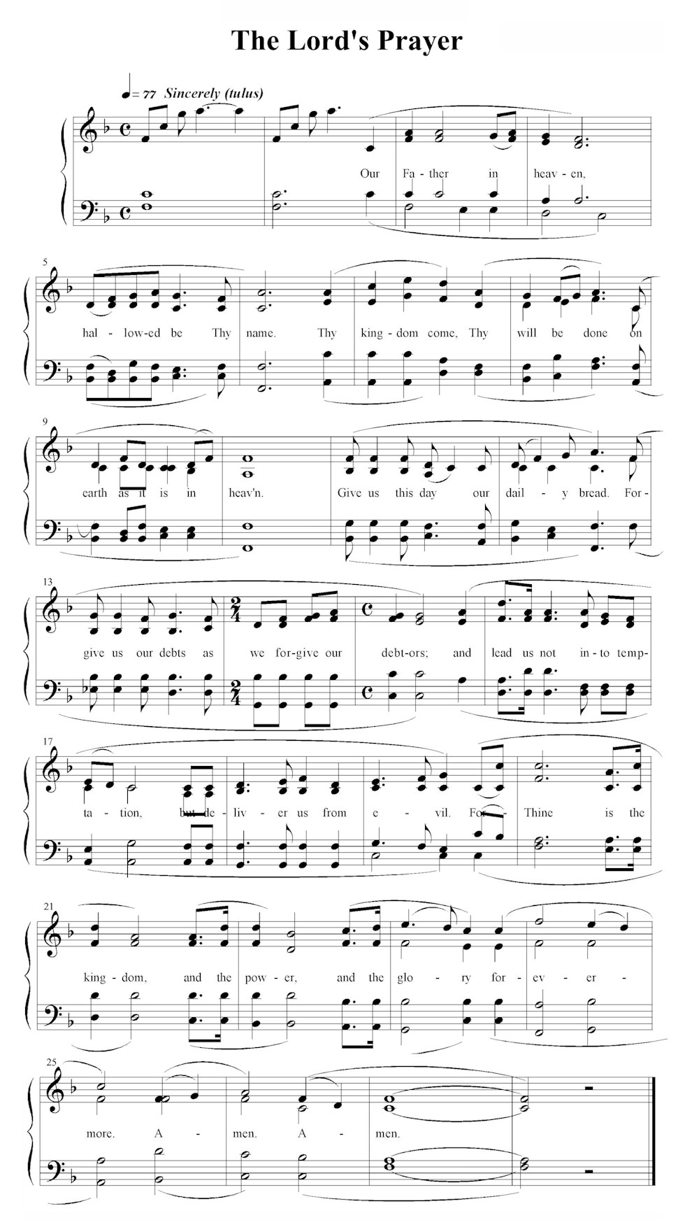 The Lord’s Prayer – Full Extended Gift Album Score