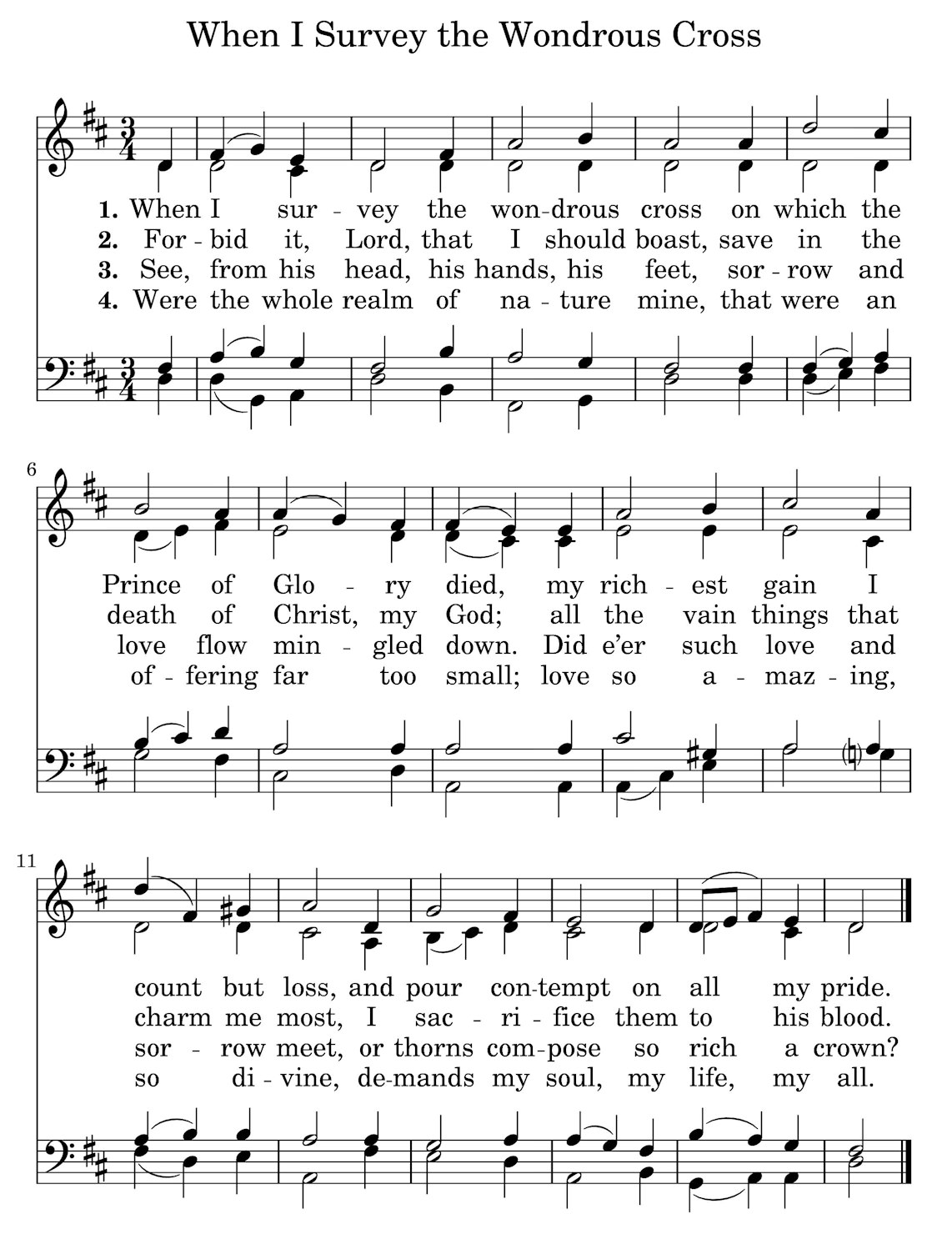 When I Survey the Wondrous Cross - SAB (Missing Tenor)