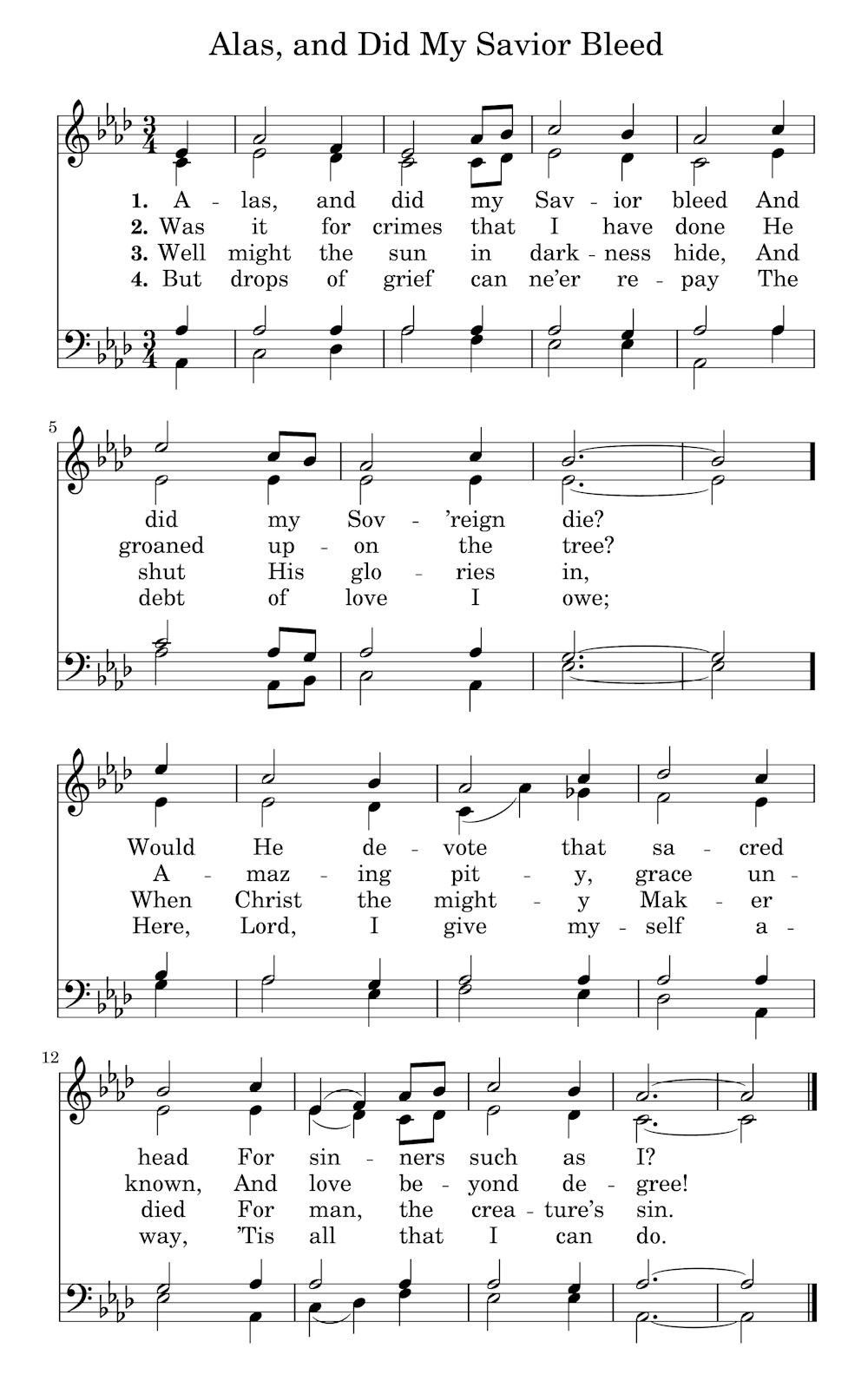 Alas! and Did My Savior Bleed - SAB (Missing Tenor)