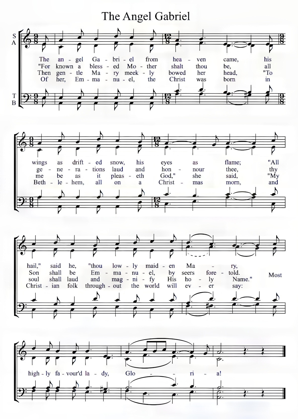 The Angel Gabriel - SAT (Missing Bass)